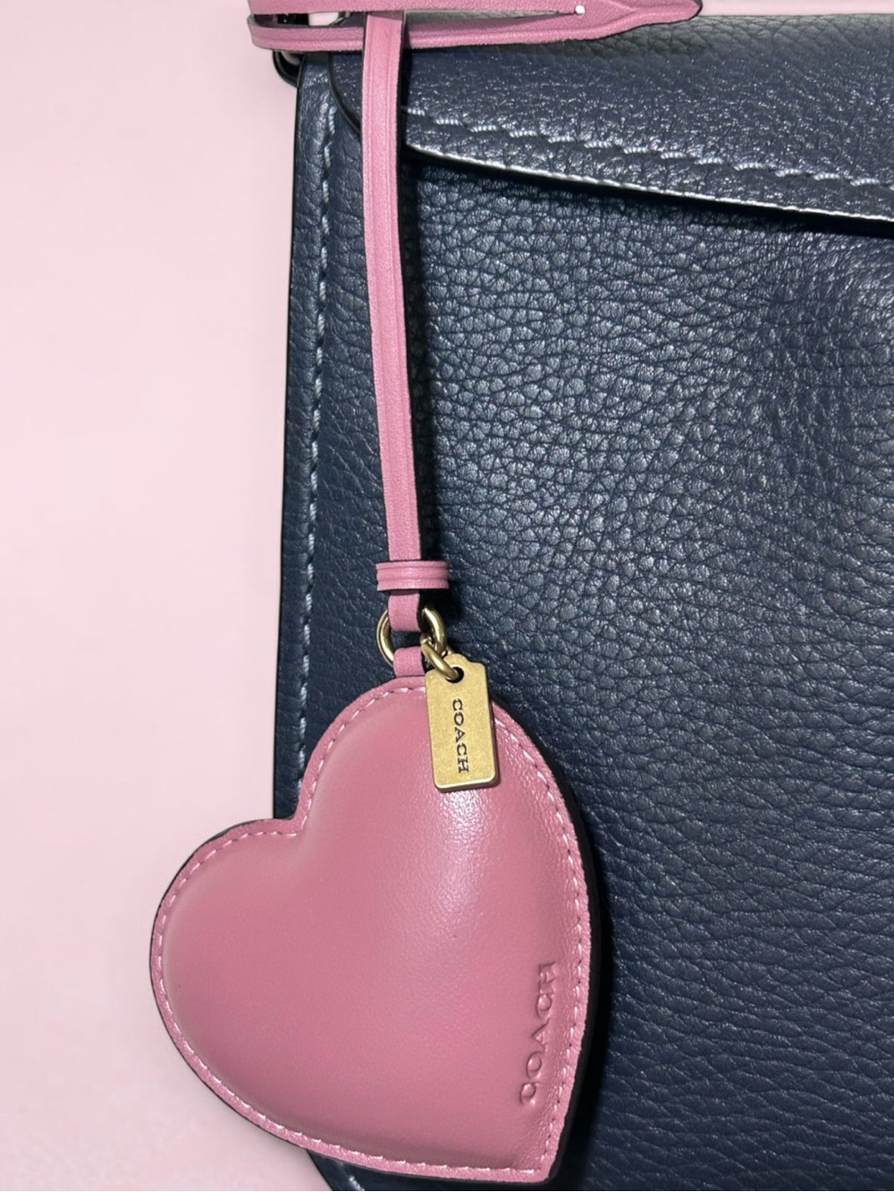 COACH Glovetanned Leather Puffy Heart Bag Charm in Peony